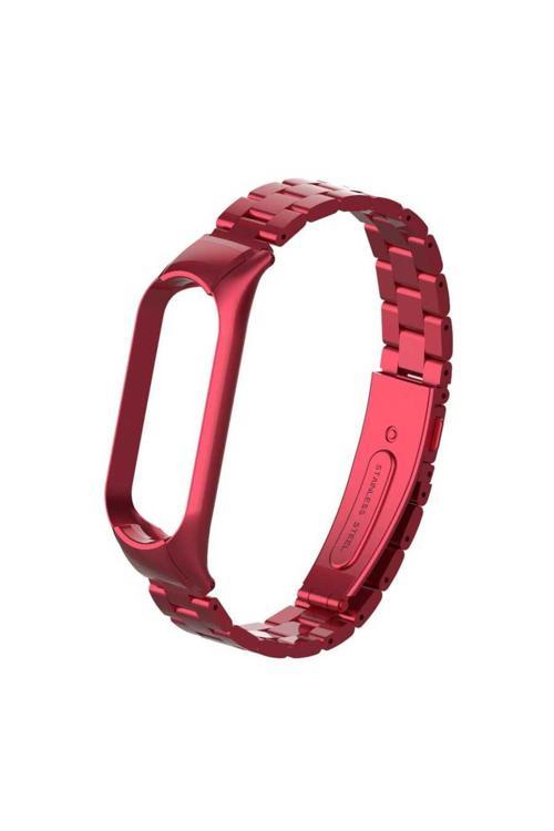 Xiaomi Mi Band 5 Uyumlu Krd-04 Metal Zore Kordon-Kırmızı