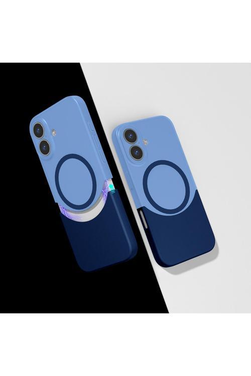 İphone 16 Kılıf M-Safe Şarj Özellikli Mıknatıslı Kth Duble Kapak - Lacivert
