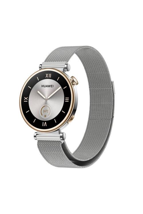 Huawei Gt4 18Mm Uyumlu Krd-01 Metal Zore Kordon-Gümüş