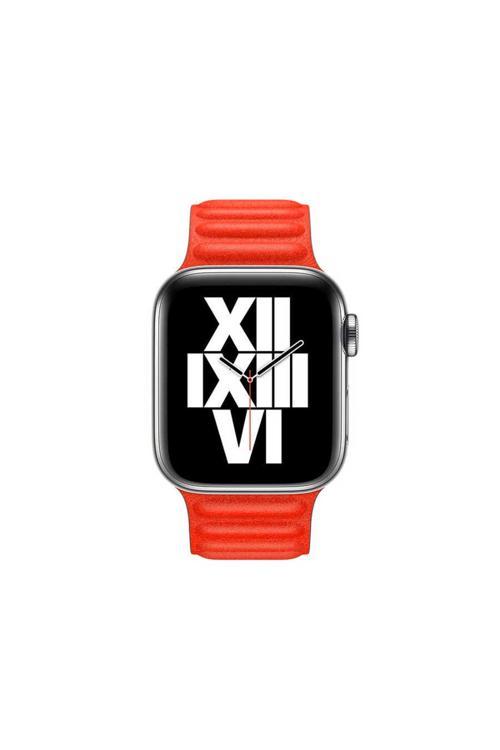 Watch Ultra 49Mm Kordon Uyumlu Krd-34 Deri Strap Kayış Clo- Kırmızı