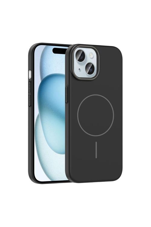 İphone 15 Kılıf Magsafe Şarj Özellikli Zore Ruby Silikon Kapak - Siyah