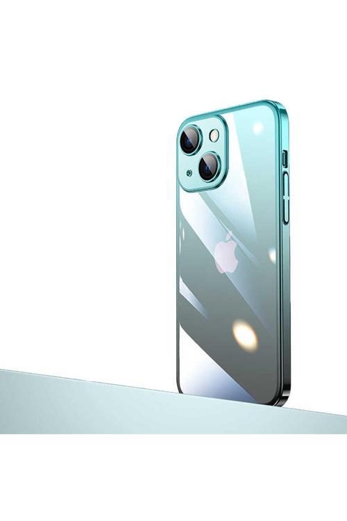 İphone 13 Uyumlu Parlak Renk Geçişli Kamera Korumalı Zore Senkron Kılıf-Mavi-Siyah