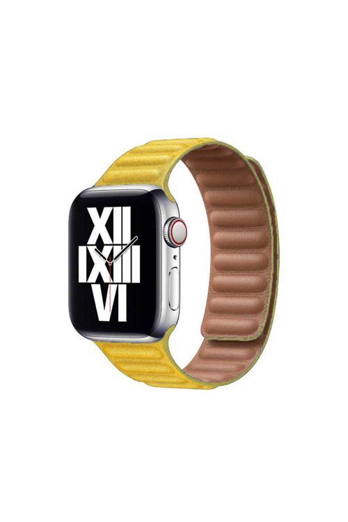 Watch 42Mm Uyumlu Krd-34 Deri Zore Kordon-Sarı