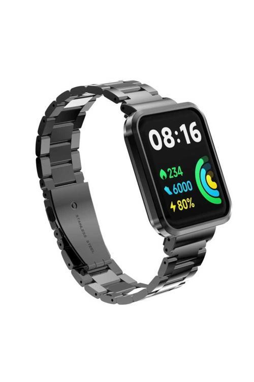 Xiaomi Redmi Watch 2 Lite Uyumlu Krd-60 Metal Zore Kordon-Siyah