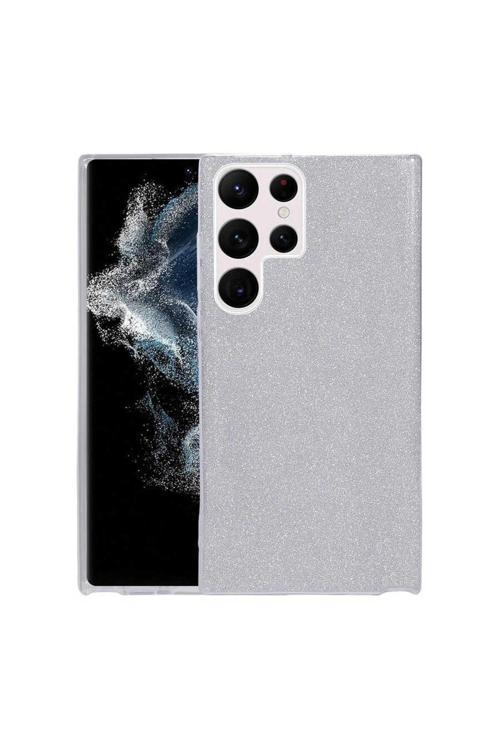 Galaxy S22 Ultra Uyumlu Zore Shining Silikon-Gümüş