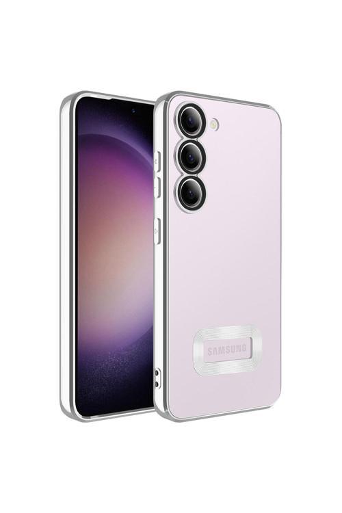 Galaxy S23 Plus Uyumlu Kamera Korumalı Logo Gösteren Zore Omega Kılıf-Gümüş