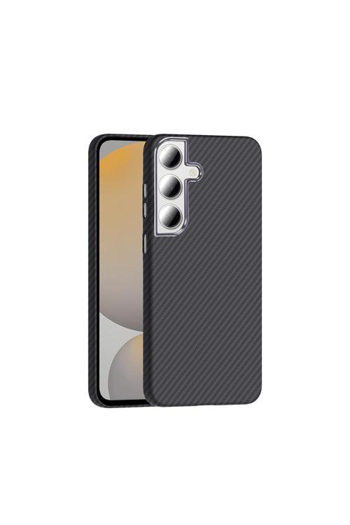 Galaxy S24 Fe Kılıf M-Safe Şarj Özellikli Karbon Fiber Görünümlü F10T Gros Kapak - Siyah