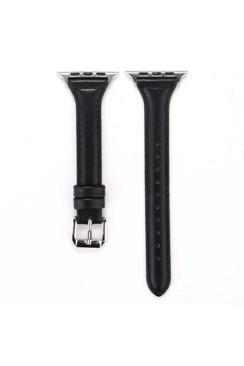 Watch Ultra 49Mm Kordon Uyumlu Krd-28 Deri Strap Kayış Clo- Siyah