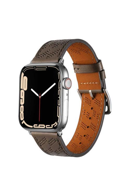 Watch Ultra 49Mm Uyumlu Krd-76 Pu Deri Kordon Strap Kayış Clo- Gri