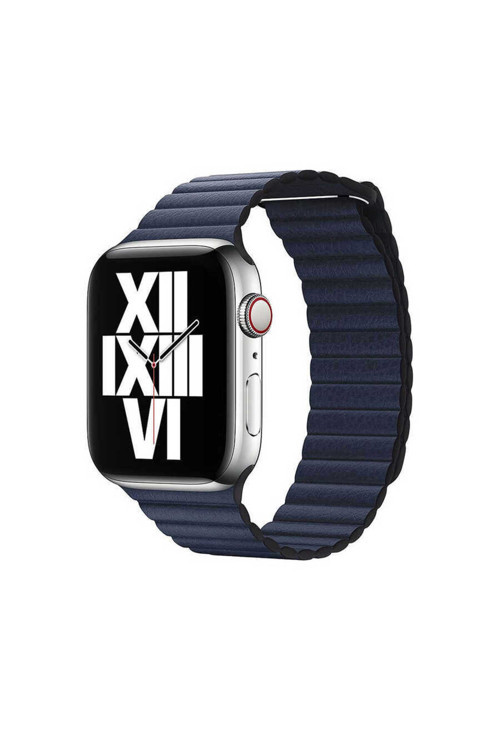 Watch Ultra 49Mm Kordon Uyumlu Krd-09 Deri Lop Strap Kayış Clo- Lacivert