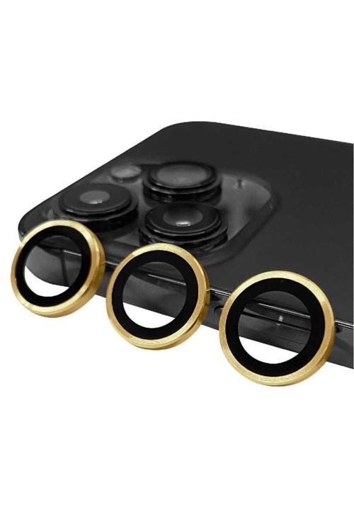 İphone 14 Pro Max Uyumlu Zore Cl-07 Kamera Koruyucu-Gold