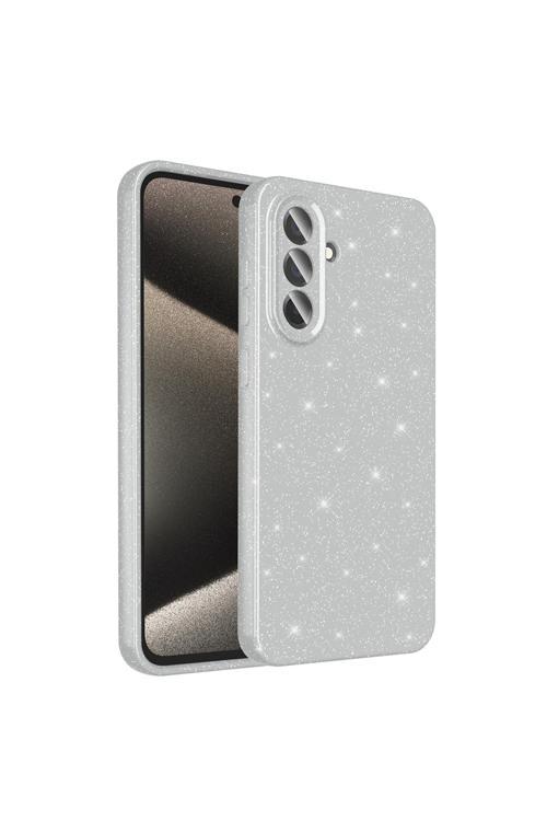 Galaxy A36 Kılıf Kamera Korumalı Simli Lüks Kth Koton Kapak - Gümüş