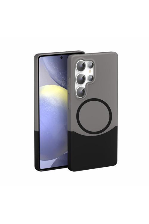 Galaxy S24 Ultra Kılıf M-Safe Şarj Özellikli Mıknatıslı Sys Duble Kapak - Siyah