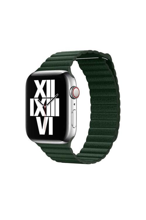 Watch 38Mm Uyumlu Krd-09 Deri Lop Zore Kordon-Koyu Yeşil