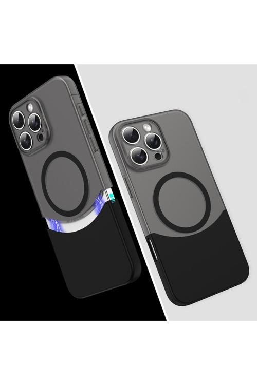 İphone 16 Pro Kılıf M-Safe Şarj Özellikli Mıknatıslı Emp Duble Kapak - Siyah