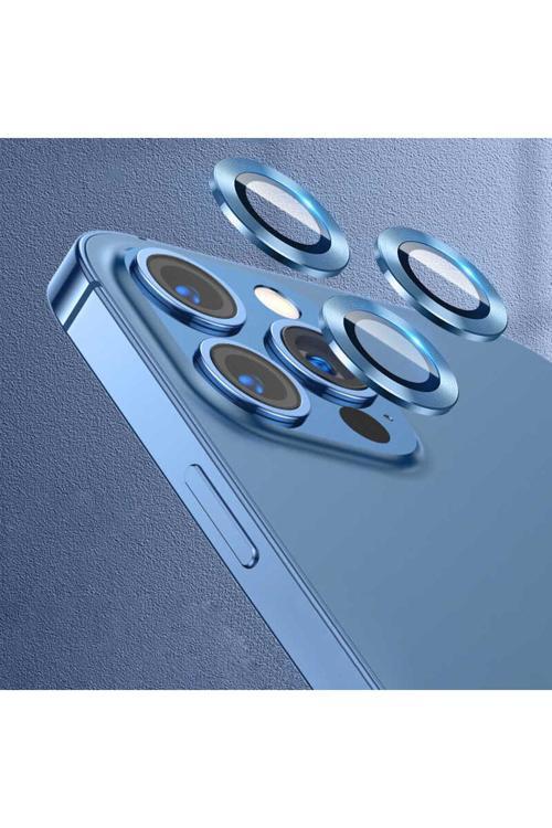 İphone 12 Pro Max Uyumlu Zore Cl-07 Kamera Koruyucu-Mavi