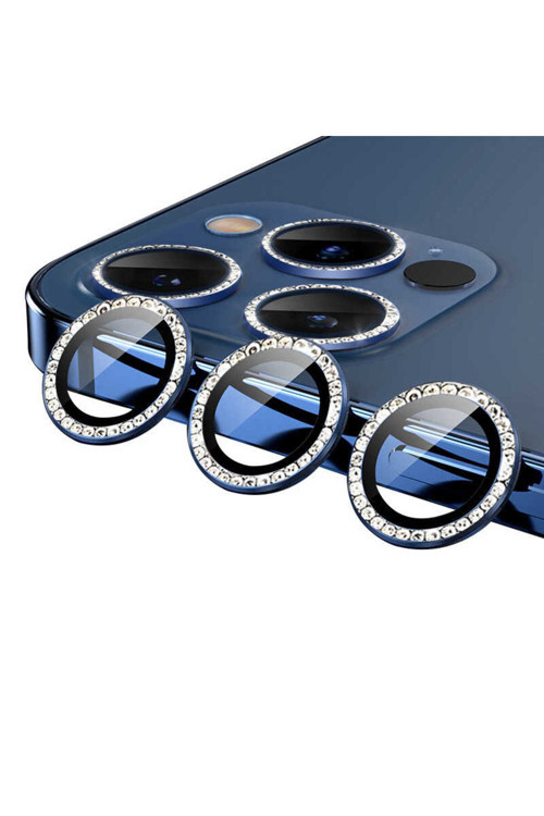 İphone 12 Pro Uyumlu Cl-06 Kamera Koruyucu-Mavi