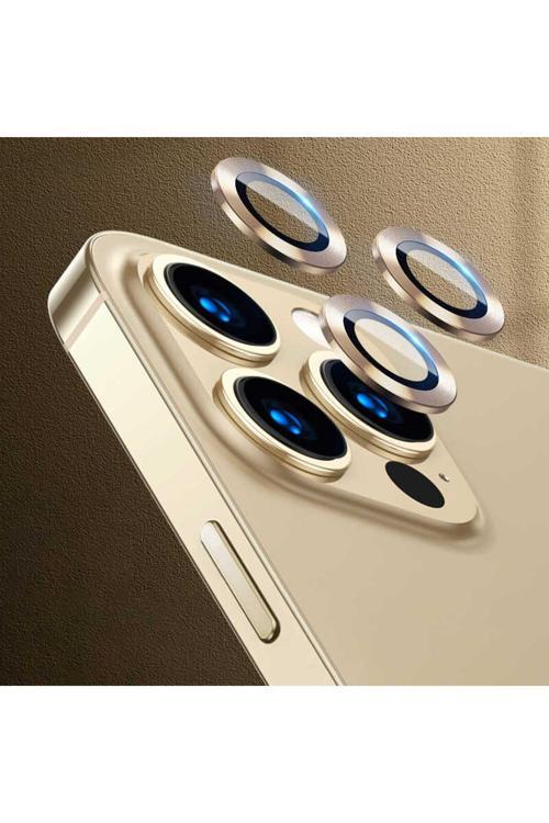 İphone 13 Pro Max Uyumlu Cl-07 Kamera Zyl Koruyucu-Gold