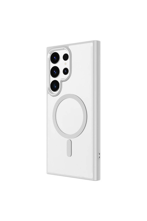 Galaxy S24 Ultra Uyumlu Magsafe Şarj Özellikli Krom Magsafe Silikon Cml Mobıle Kapak-Gri