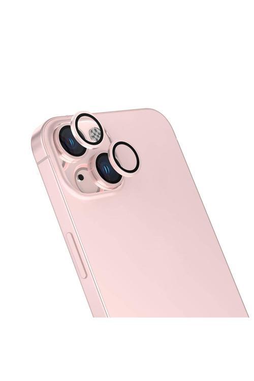 İphone 15 Uyumlu Zore Cl-15 Parmak İzi Bırakmayan Anti-Refcloive Kamera Koruyucu-Pembe