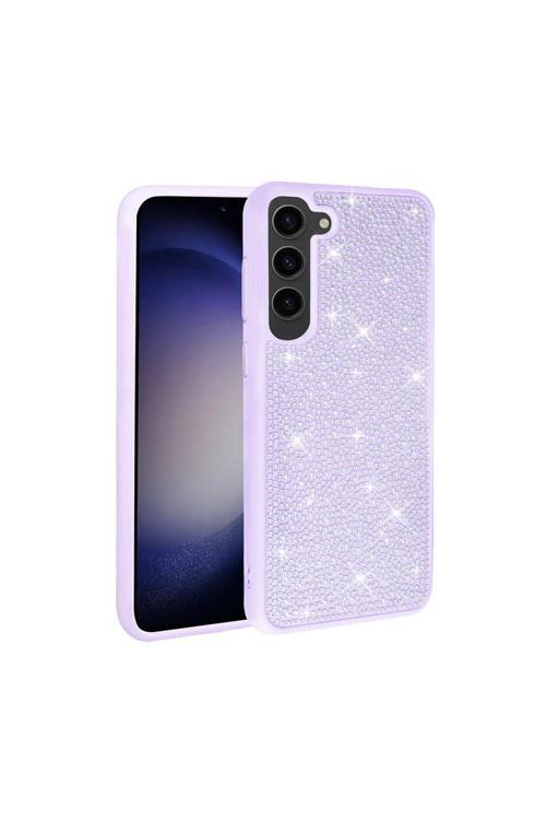Galaxy S23 Uyumlu Parlak Taşlı Tasarım Zore Ston Kılıf-Lila