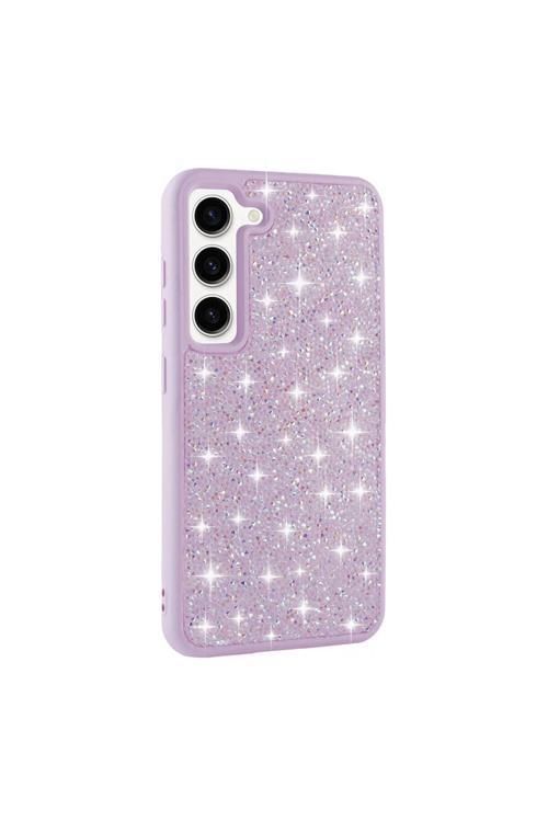 Galaxy S23 Uyumlu Parlak Taşlı Tasarım Pırlanta Btz Kapak-Lila