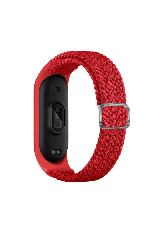 Xiaomi Mi Band 5 Uyumlu Krd-49 Örgü Kordon Kırmızı
