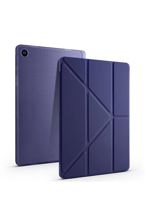 Galaxy Tab A9 Kılıf Uyumlu Tri Folding Kalem Bölmeli Standlı Kılıf-Koyu Yeşil