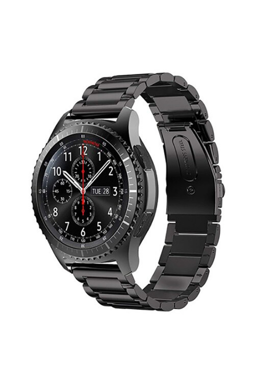 Galaxy Watch 46Mm (22Mm) Uyumlu Krd-04 Metal Kordon-Siyah