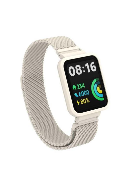 Xiaomi Redmi Watch 2 Lite Uyumlu Krd-58 Metal Zore Kordon Krem