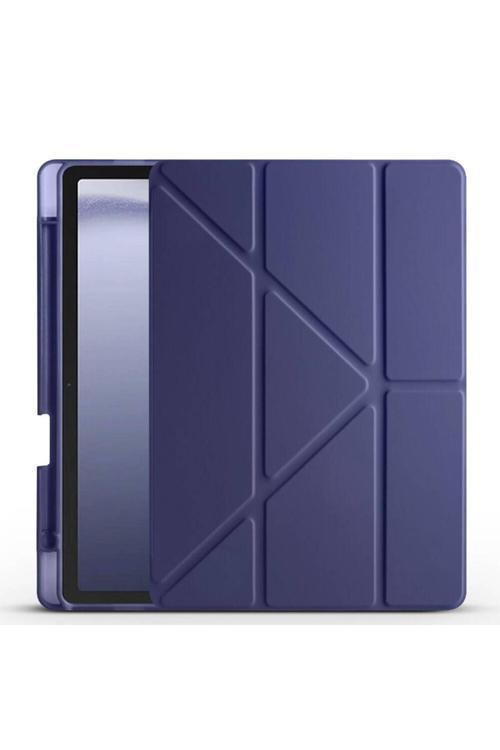 Galaxy Tab A9 Kılıf Zore Tri Folding Kalem Bölmeli Standlı Kılıf-Lacivert