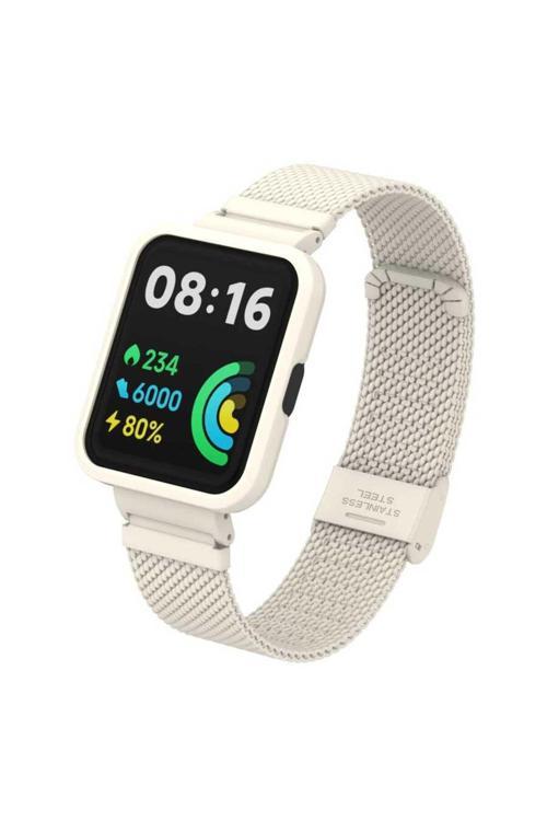 Xiaomi Redmi Watch 2 Lite Uyumlu Krd-66 Metal Zore Kordon-Krem