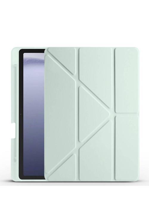 Galaxy Tab A9 Kılıf Zore Tri Folding Kalem Bölmeli Standlı Kılıf-Yeşil