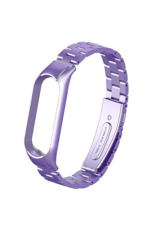 Xiaomi Mi Band 5 Uyumlu Krd-04 Metal Kordon Lila