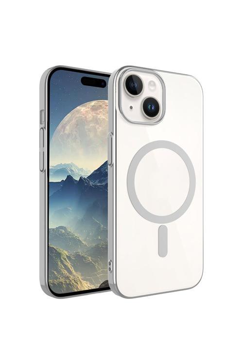 İphone 15 Uyumlu Csk Wireless Şarj Özellikli Pixel Magsafe Kılıf-Koyu Gri