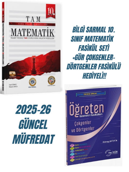 BİLGİ SARMAL 10 MATEMAİTK FASİKÜL SETİ 2025-26 GÜNCEL MÜFREDAT*GÜR ÇOKGENLER DÖRTGENLER FASİKÜLÜ HEDİYELİ!!