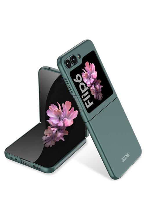 Galaxy Z Flip 6 Kılıf Sert Kıpta Kapak-Koyu Yeşil