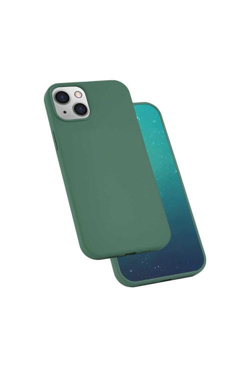 Apple Iphone 13 Uyumlu Kılıf Silk Silikon (Koyu Yeşil)
