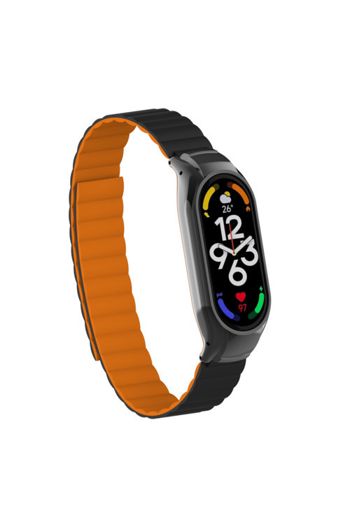 Xiaomi Mi Band 7 Uyumlu Krd-69 Zore Kordon-Siyah-Turuncu