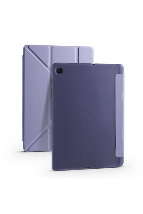 Galaxy Tab A7 10.4 T500 2020 Kılıf  Uyumlu Zore Tri Folding Kalem Bölmeli Standlı Kılıf-Mor