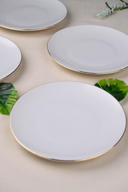 Porselen Altın Yaldız Pasta Tabağı 20,50cm 4 LÜ