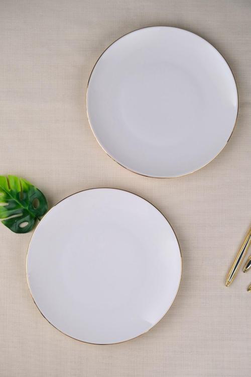 Porselen Altın Yaldız Pasta Tabağı 20,50cm 2 Lİ