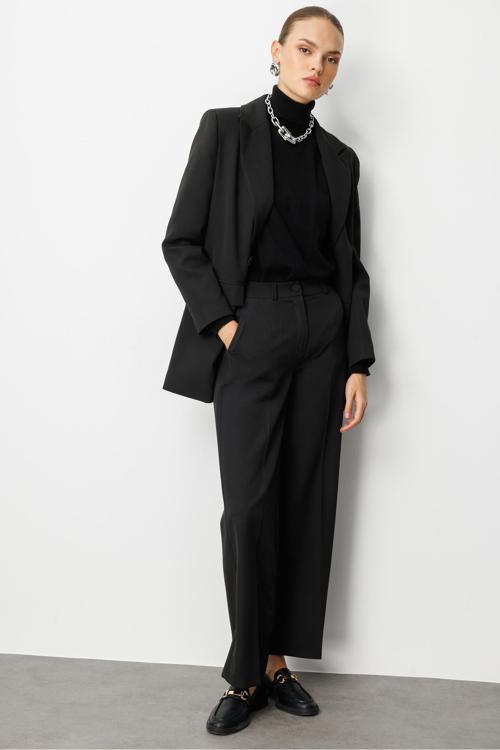 Cepli Klasik Siyah Kumaş Pantolon