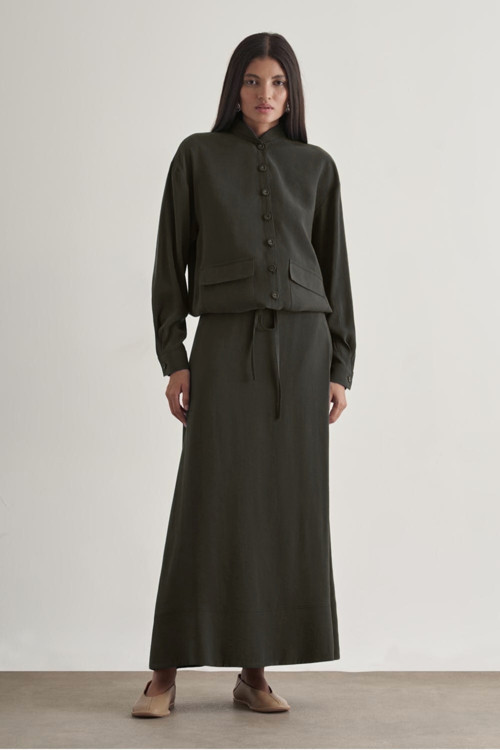 Modal Karışımlı Antrasit Maksi Evaze Etek