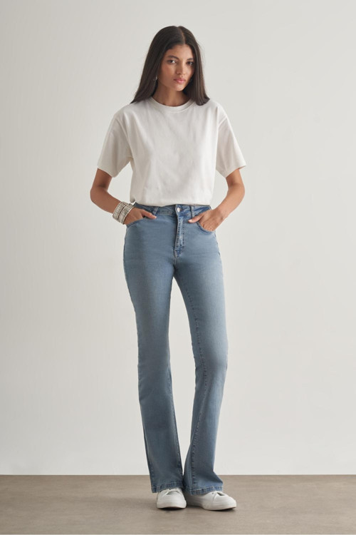Skinny Fit Flare Paça Açık Navi Denim Pantolon