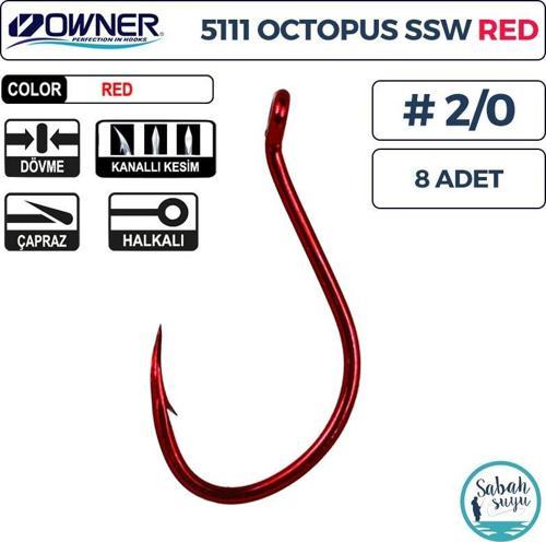 5111 Octopus SSW Delikli İğne Kırmızı #2/0 (8 Adet)