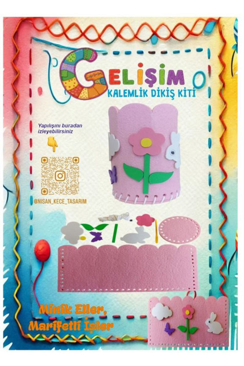Gelişim Minik Eller Marifetli İşler Keçe Kalemlik Dikiş Seti - Full Set Pembe