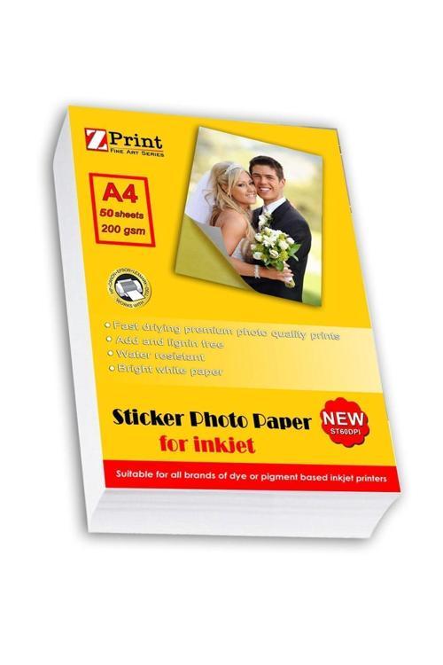 Yapışkanlı Sticker Fotoğraf Kağıdı Parlak 200Gsm A4 50Yp (Epson, Canon, Hp, Brother)