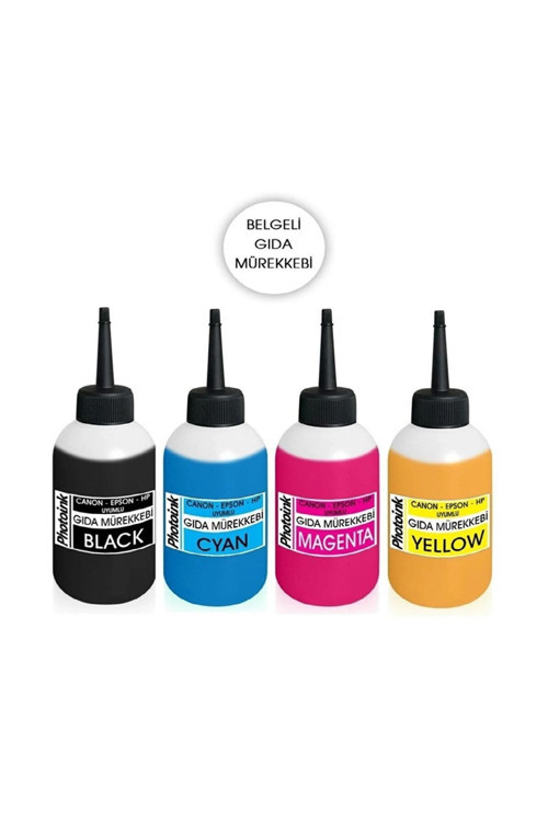 Canon / Hp Uyumlu Gıda Mürekkebi - Yaş Pasta Yazıcı Boyası 4X100Ml.