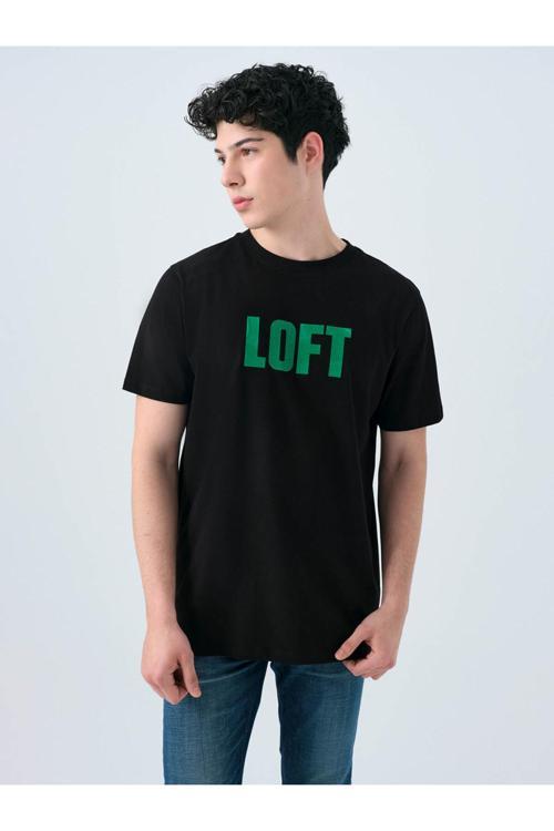 Regular Fit Siyah-Yeşil Erkek T-Shirt Lf2038459
